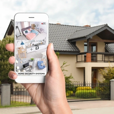 Lancaster vivint phone display of cctv live feed in front of a house