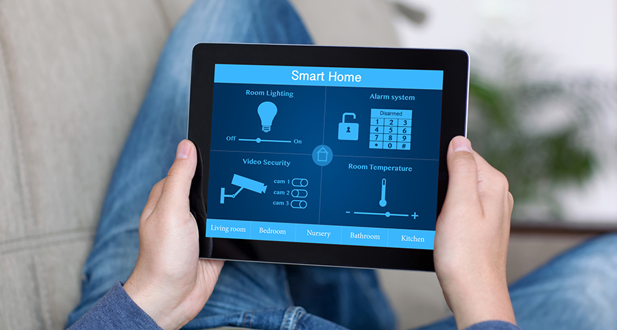 The ability to access and control security components from a mobile device is one of the top smart home trends in Lancaster. Close-up of smart home security app.